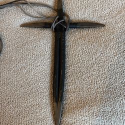 Hand Forged Iron Cross Sculpture