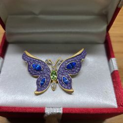 Butterfly Brooch with Gold Tones
