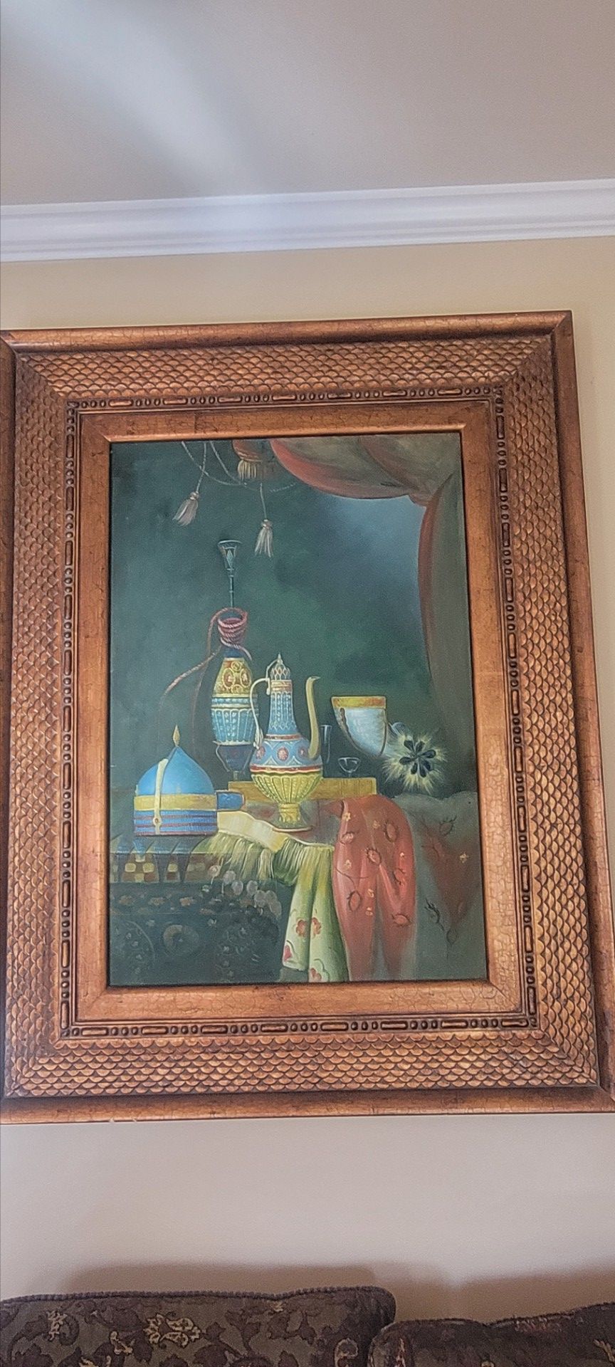 Large Original Oil Painting by Robertson – Ornate Framed Still Life –