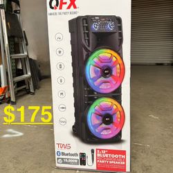 QFX  2x12”  Double speaker with microphone and  LED party Lights 