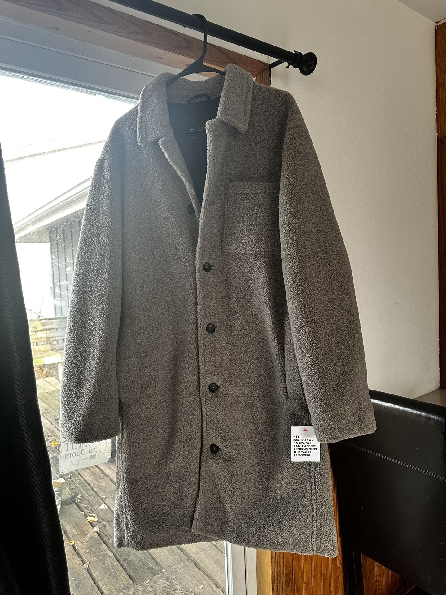 ASOS Design Womens Long Oversized Teddy Sherpa Plush Button Borg Coat