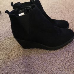 Brand New , Black Bootie With Slight Wedge 