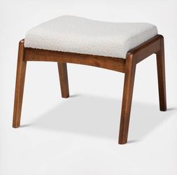 Mid Century Ottoman Footstool Baxton Studio Boucle