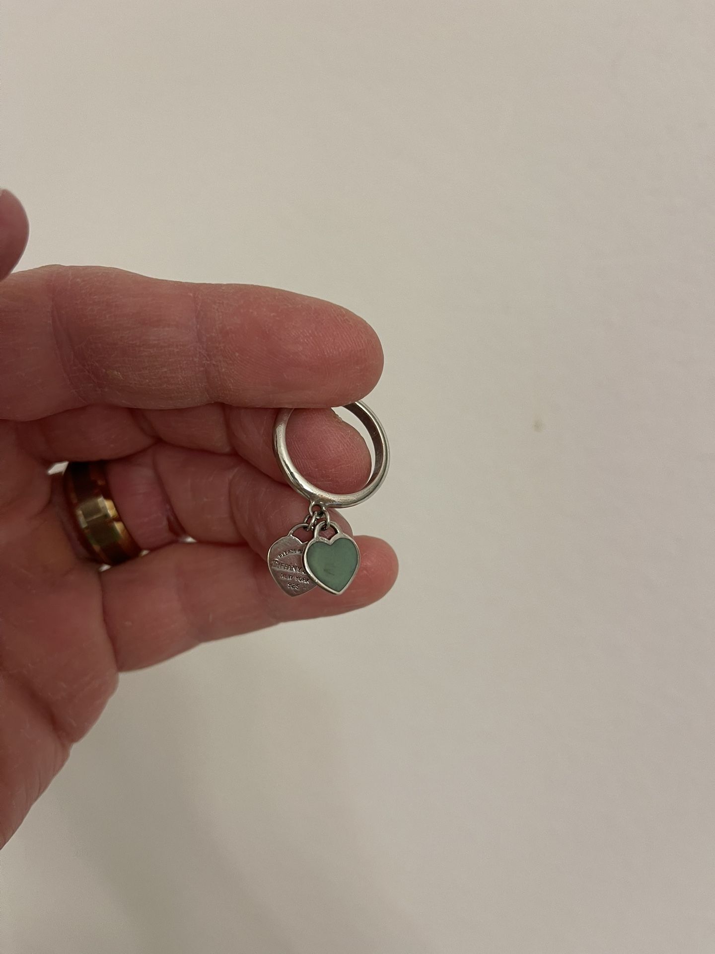 Tiffany & Co. Please Return to Tiffany Heart Tag Key Ring Sterling Silver with Enamel Charm