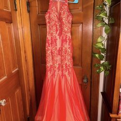 Panoply Brand Red Tulle Mermaid Flare Prom Formal Dress Size 4