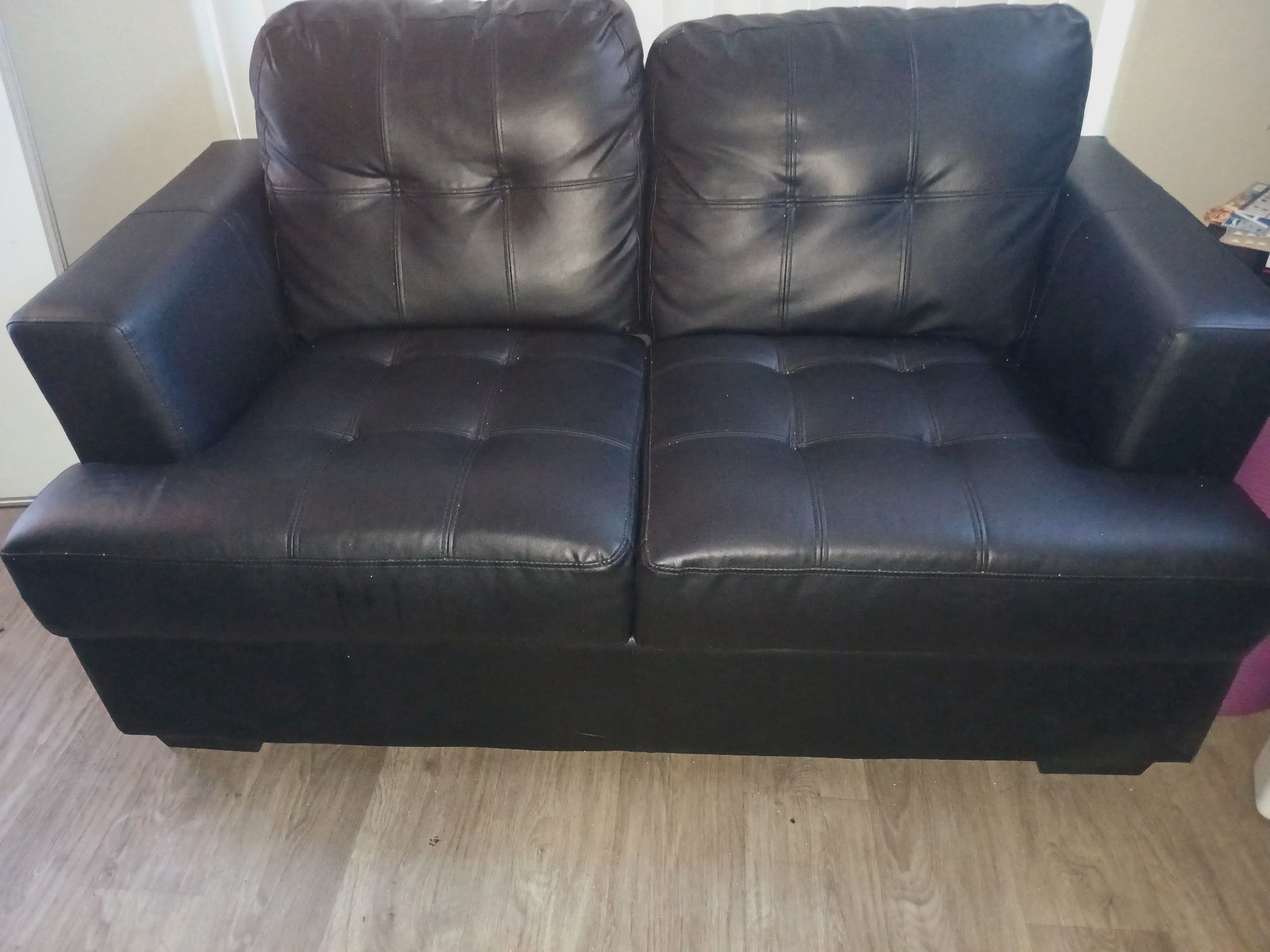 Black Leather Couch Set