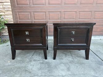 PAIR of Solid Wood 2-drawer nightstands