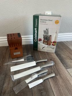 Cuisinart Stainless Steel Knife Block Set – INCOMPLETE – 5 Knives + Scissors