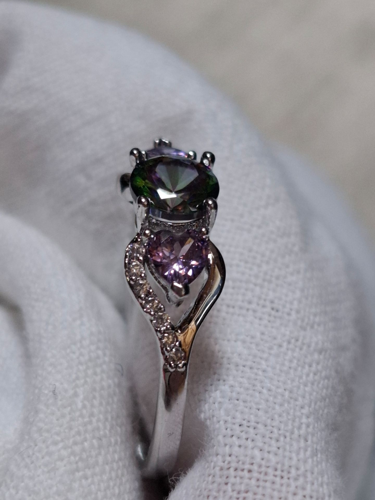 Silver plated 925 Mystic topaz ring size 9