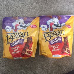 Purina Beggin Strips dog treats 25 oz each
