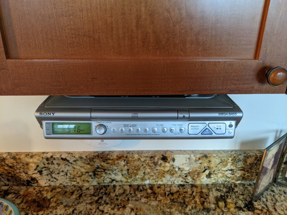 Kitchen counter Cabinet  Stereo System Radio