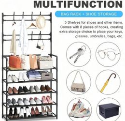 32.6 Inch 1 Piece Of Easy To Assemble Carbon Steel Shoe Rack With Dust-Proof Non-Woven Fabric Cover - Multi-Layer Independent Home And Dormitory Stora