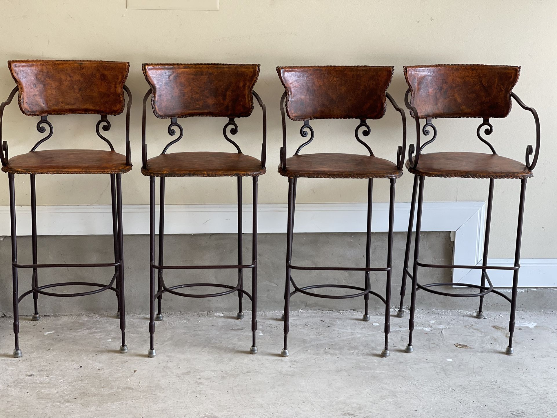 Arhaus Cafe Collection Leather Bar Stools