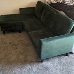 Forest Green Velvet Couch