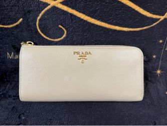 Prada Zippy Wallet Cream with COA