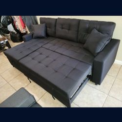 Brand New Sectional Pull Out Bed Storage  Black Fabric $525 FREE LOCAL DELIVERY & SET UP ORDER HERE PAY UPON DELIVERY LITTLE SHOWROOM  ITEM NOT IN SHO