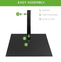 Sundale Outdoor Umbrella Stand 42 LBS Movable Rolling Heavy Duty Square Steel Plate Stand, Updated Patio Umbrella Base, Black