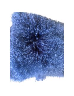 Z Gallerie Blue Mongolian Fur Throw Pillow Set of 2