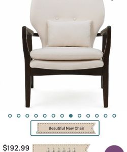 New brown wooden frame white padded armchair with beautiful brown table