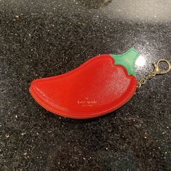 Rare Kate Spade Chili Pepper Coin Purse Red Extra Spicy 6.5x3”