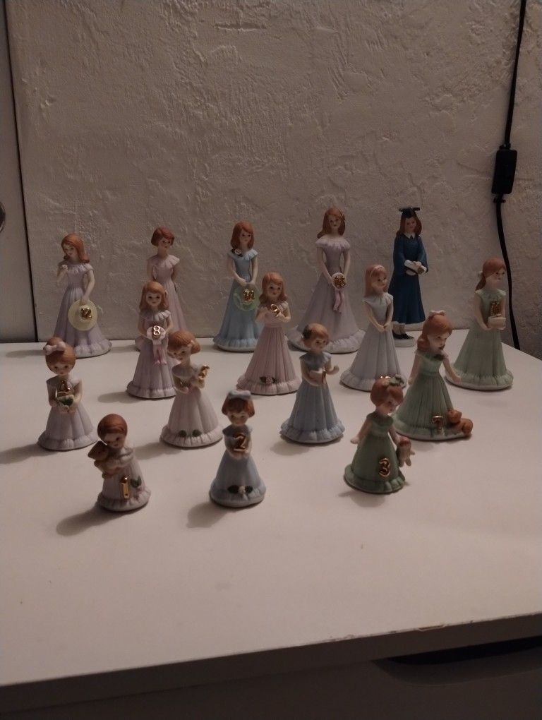 Vintage Enesco Growing Up Birthday Girls Figurine Lot