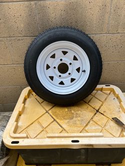 Two 4.80-12 Trailer Tire on White Steel Wheel