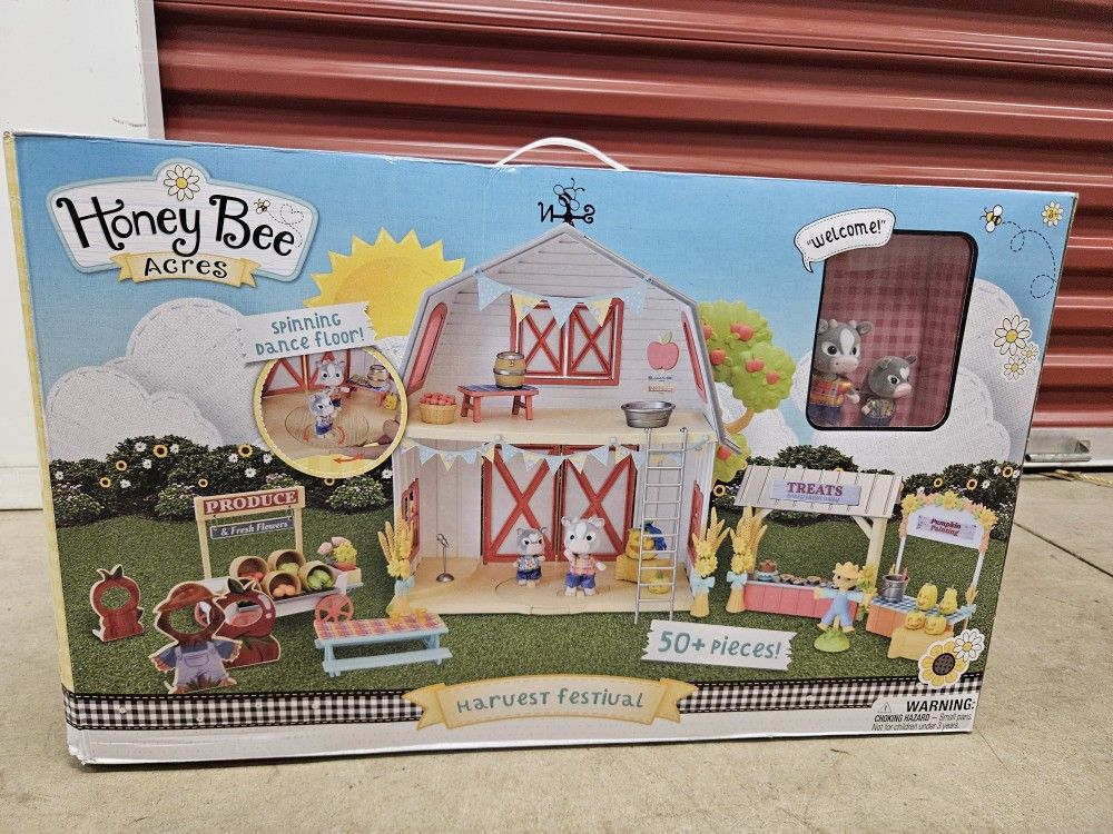 Honey Bee Acres Harvest Festival, Doll Playset with Mini Figures, 62 Pieces, Children Ages 3+