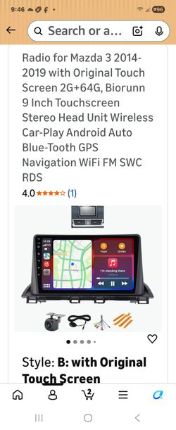 2+64G Radio for Mazda 3 2014 2015 2016 2017 2018 2019, 9 inch Android Touch Screen Mazda 3 Car Stereo, Carplay/Android Auto/Bluetooth/EQ Audio/SWC