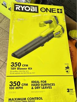 RYOBI ONE+ 18V 100 MPH 350 CFM Cordless Battery Variable Speed Jet Fan Leaf Blower with 4.0 Ah Batte