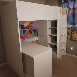 Ikea loft bed with desk and closet
