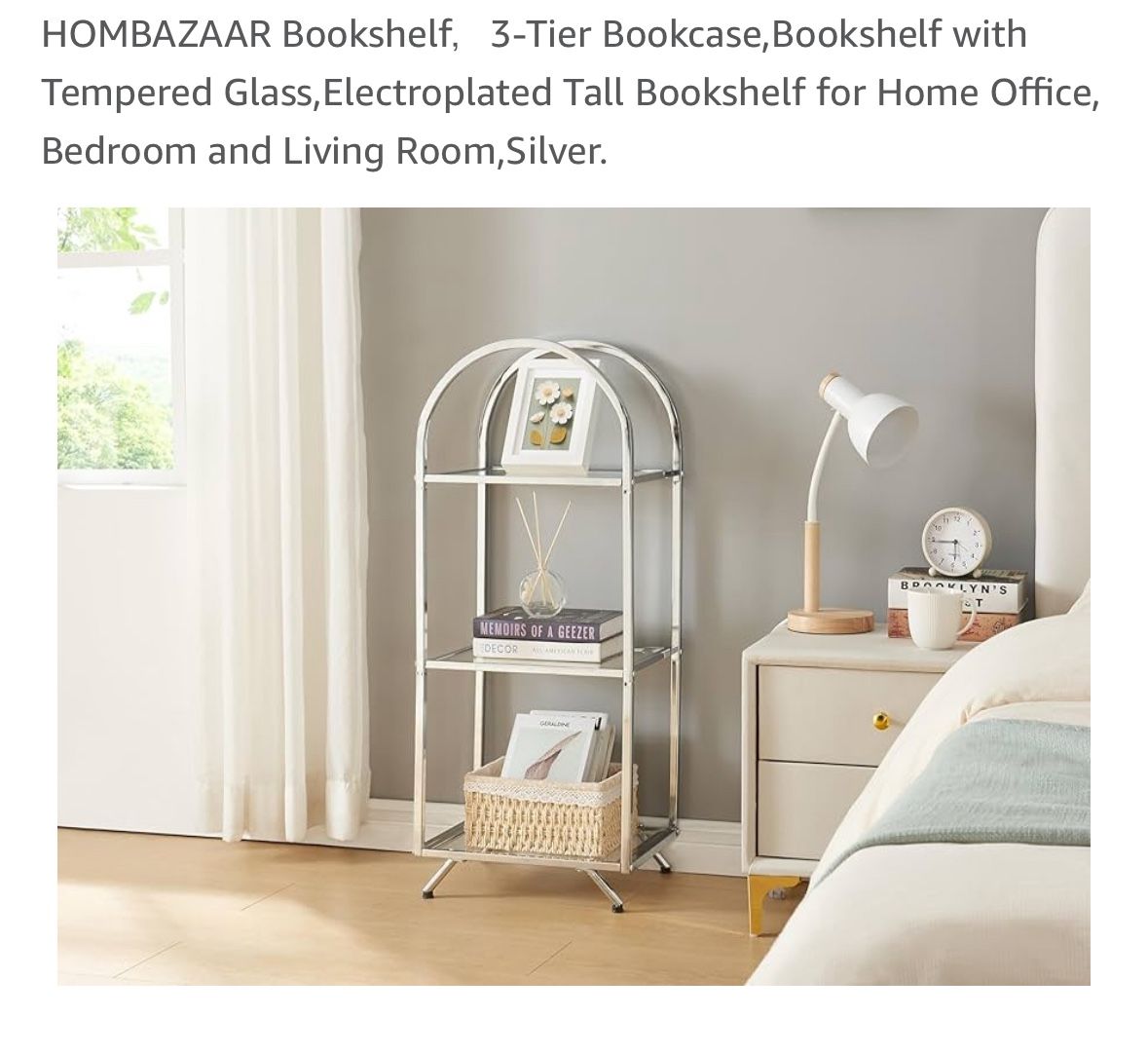 3-tier glass bookcase