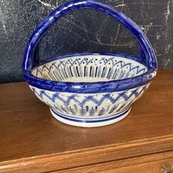Blue And White Porcelain Basket