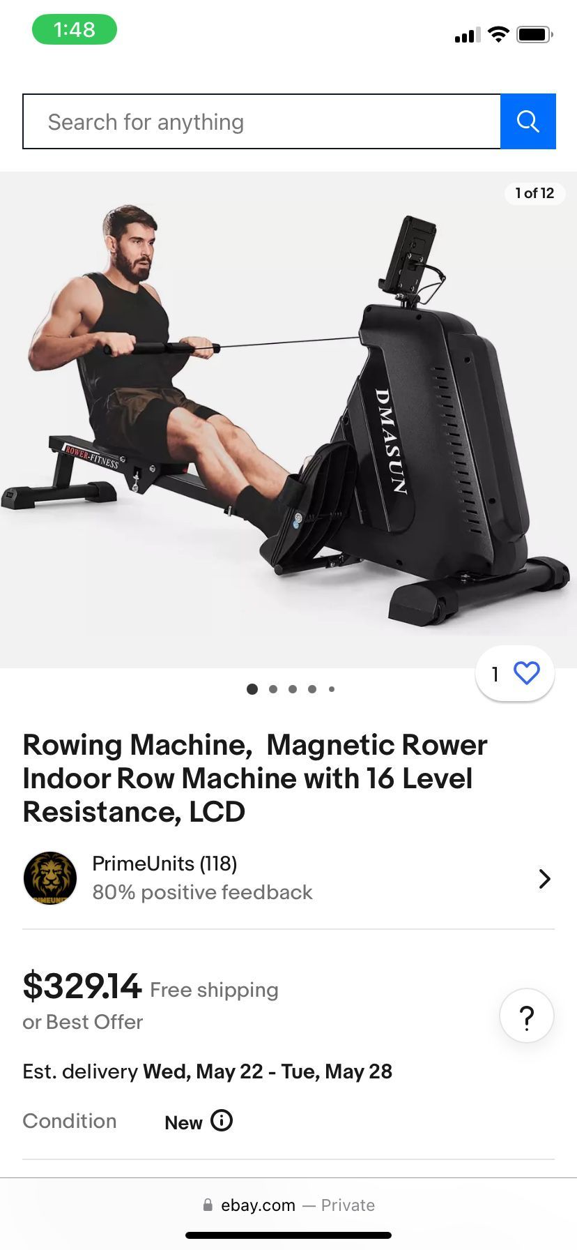 Rowing Machine, Magnetic Rower Indoor Row Machine with 16 Level Resistance, LCD