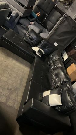 Black sectional sofa couch set