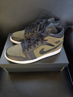 NEW Air Jordan 1 Mid Olive Canvas Nike Jordan 1 Mens Size 10 air max 554724-301