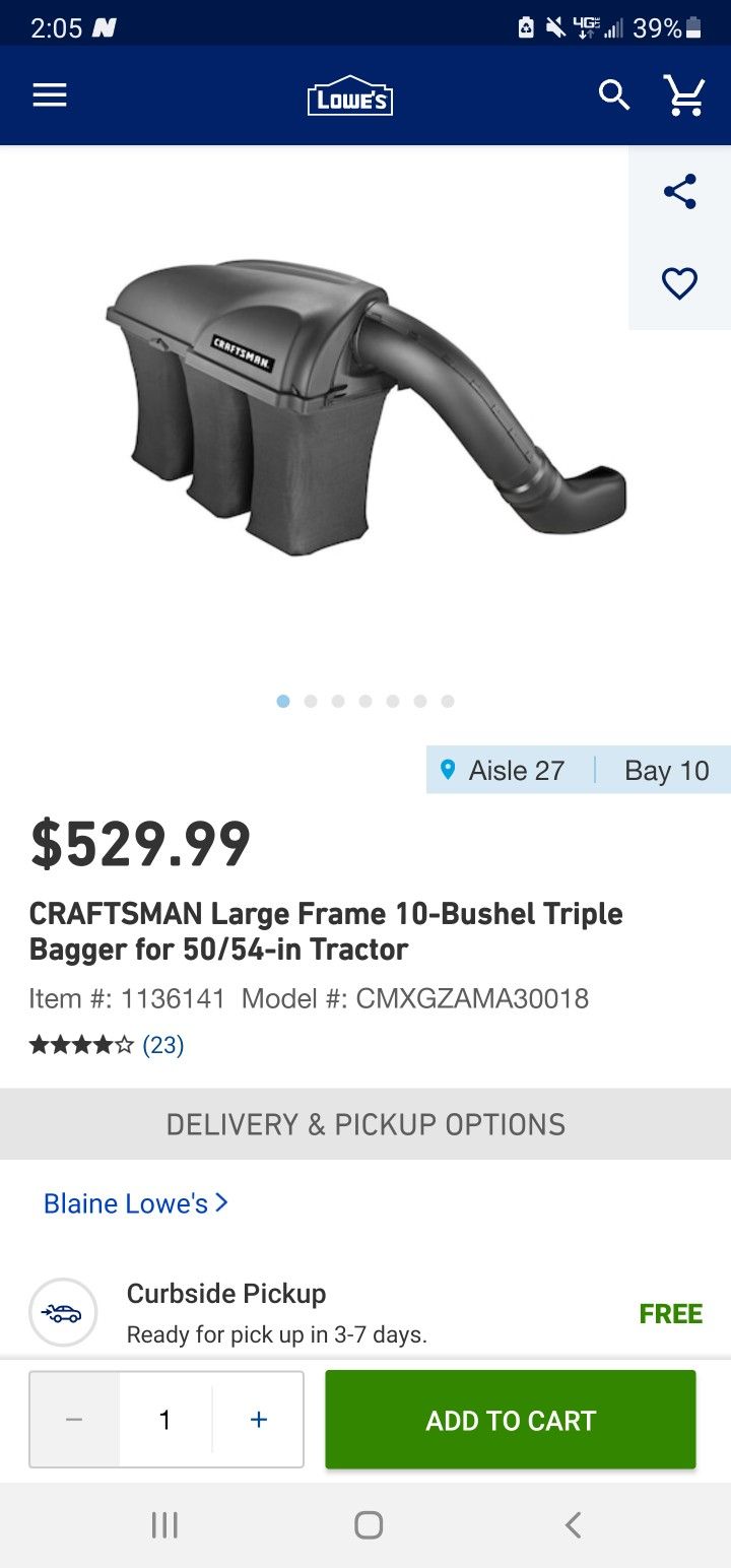 50 And 54 Craftsman Triple Bagger