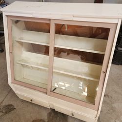 Vintage Wood Display Cabinet