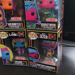 New Blacklight Set Of 4 Captain America Sylvie Scarlet Witch Kate Bishop Hawkeye Bundle Target Funko Pops