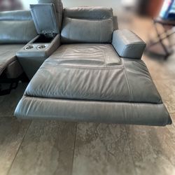 Gray Leather Sectional 
