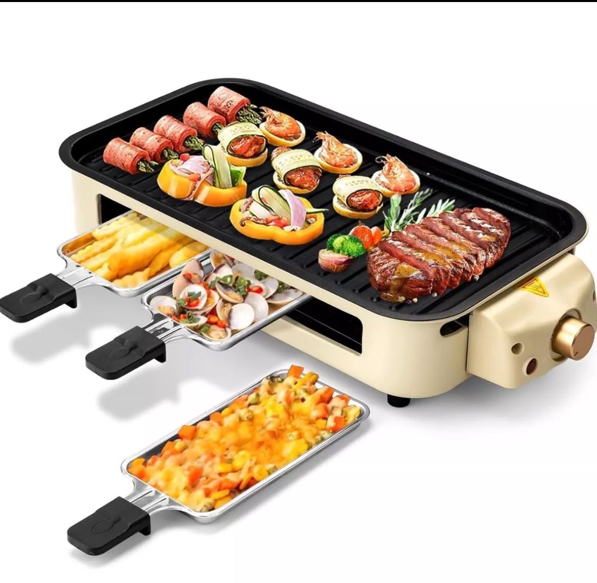 Pukomc Electric Indoor Grill, 2 in 1 Cooking NEW