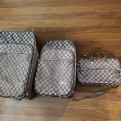 TUMI Brown Signature Logo 2 Rolling Suit Cases And Slim Messenger Laptop Briefcase