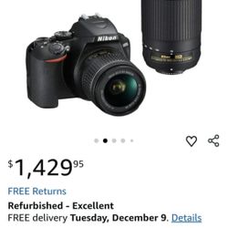 Brand New Conditions Nikon D3500 Camera 128GB with Extra lens & stuff.. is 2021 I bought it 2025. Cost $1500! Still. Buy it on Amazon or i want $600! 