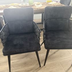 4  modern velvet dark gray chairs