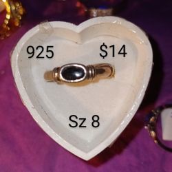 925 Silver With Black Onyx Ring