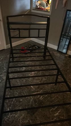 Black Metal Twin Bed Frame with Headboard