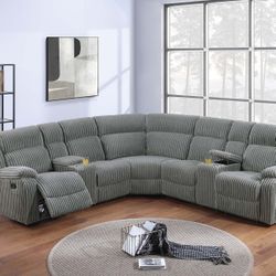 Brand New Comfy Corduroy Reclining Sectional Sofa 
