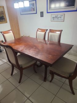 76" X 42" dining table and 5 chairs FREE