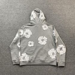 Gray And White Denim Tears Hoodie