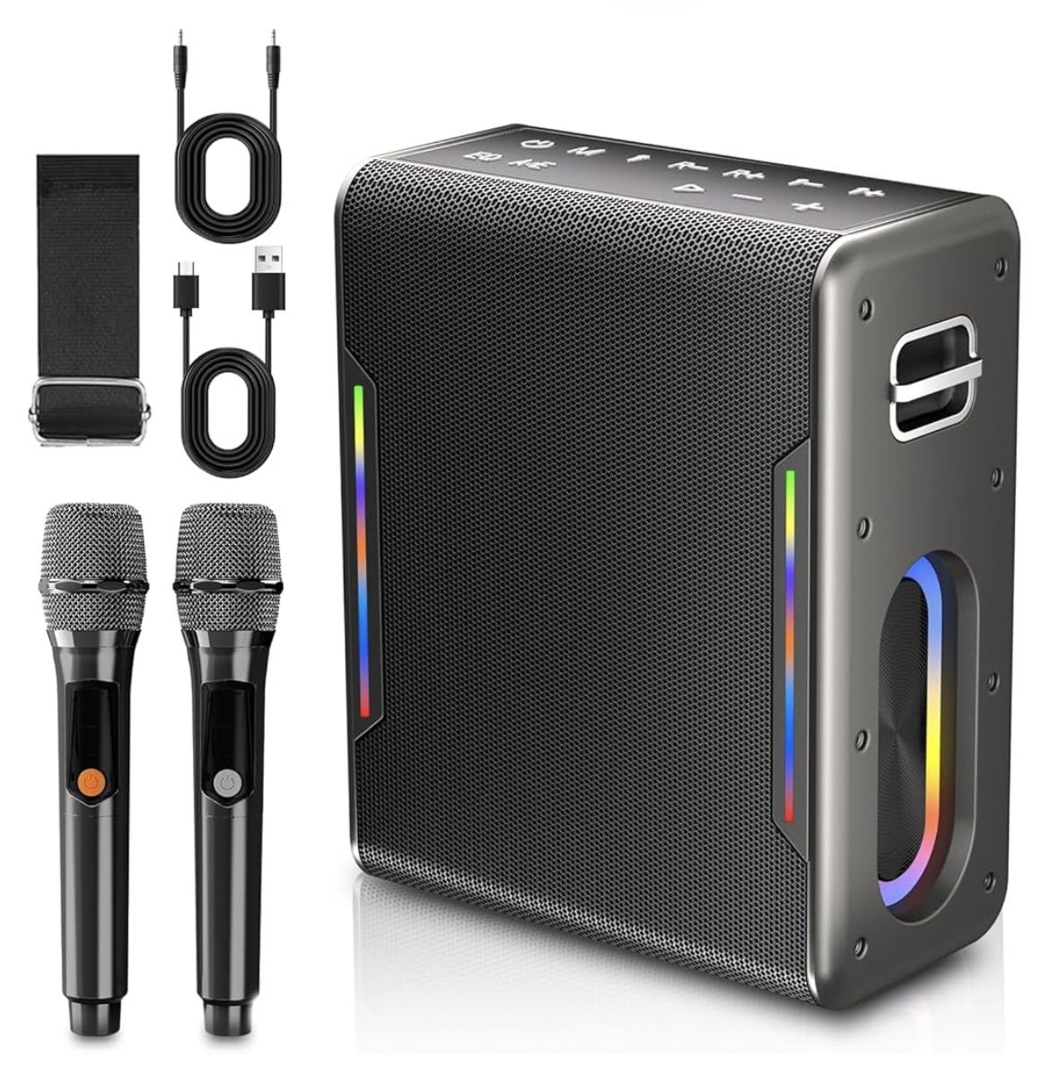 Karaoke Machine with Two Wireless Microphones
