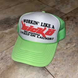lan Connor Workin Like a Sicko Neon Green Trucker Hat RARE